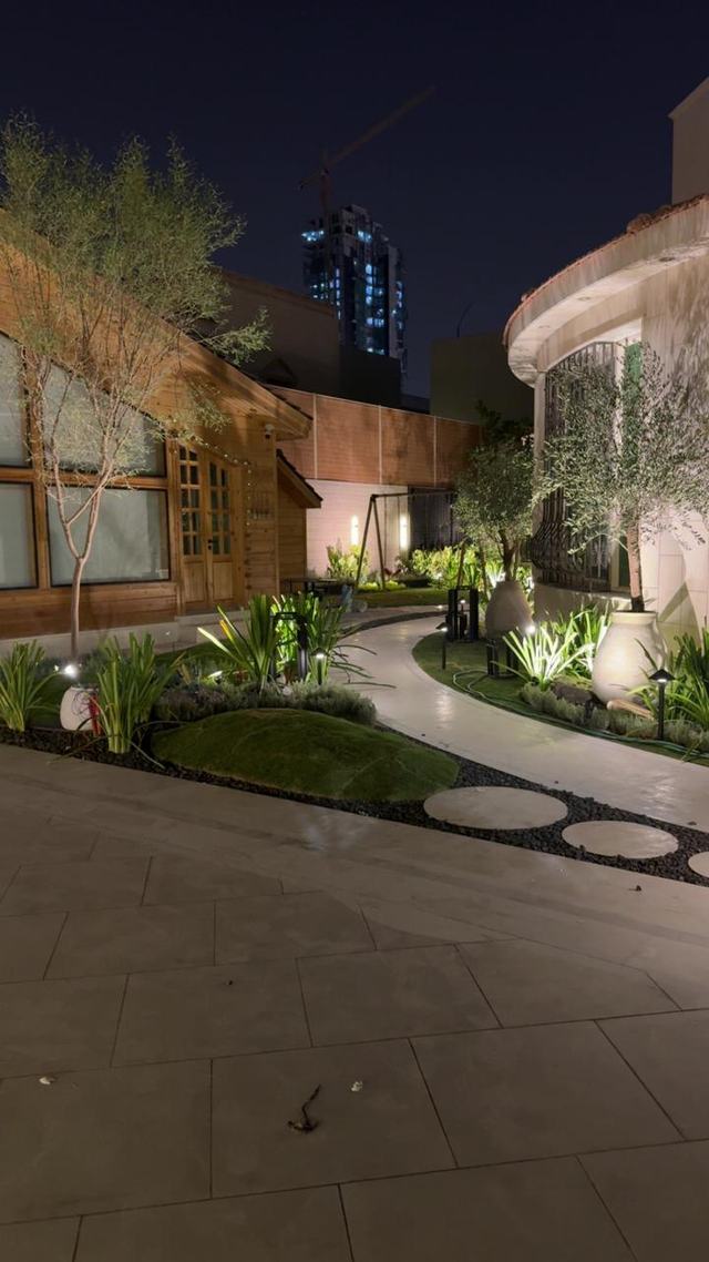 Garden path at night